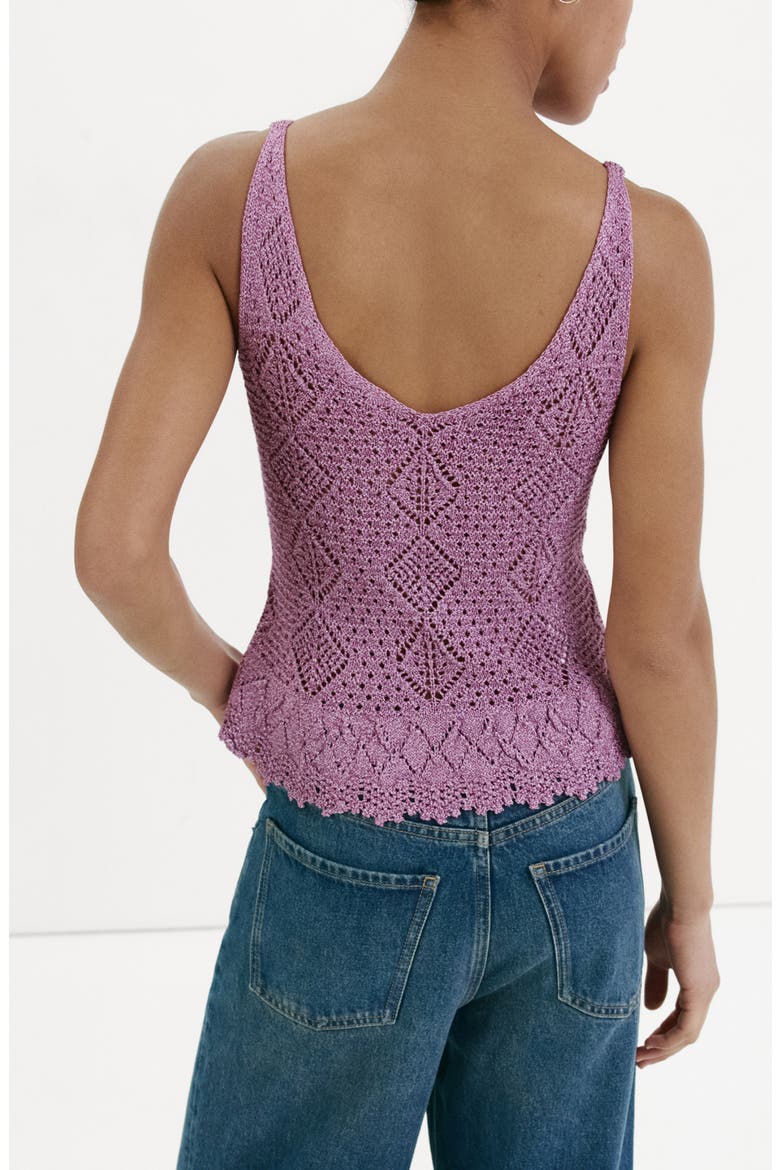 Crochet V-Neck Top, Alternate, color, PURPLE