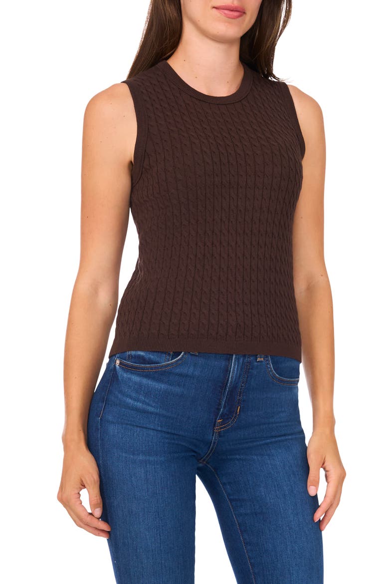 Cable Stitch Cotton Sweater Tank, Main, color, DELICIOSO