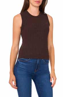 Halogen® Cable Stitch Cotton Sweater Tank