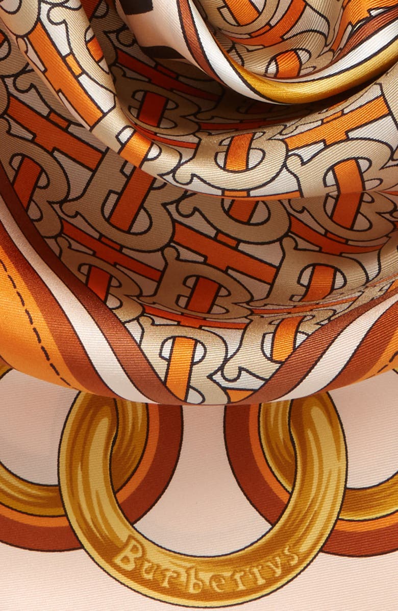 Burberry Logo Archive Print Silk Twill Scarf, Alternate, color,