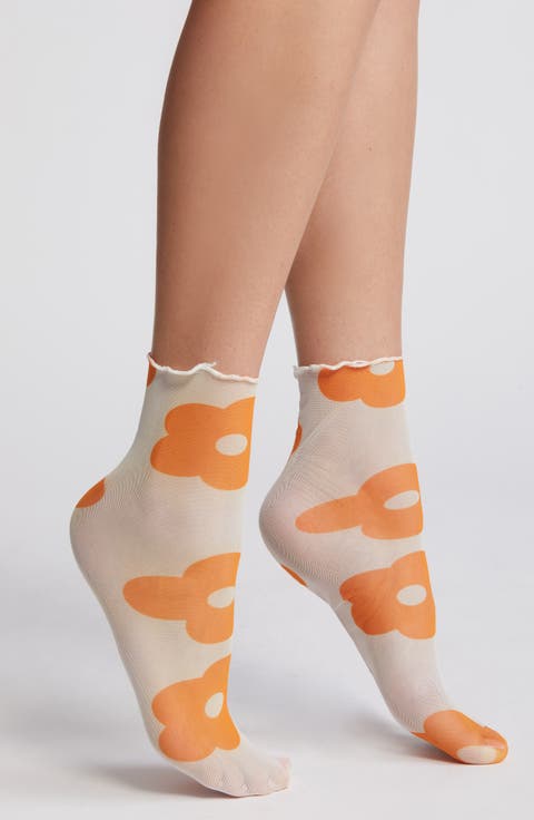 Retro Floral Mesh Socks