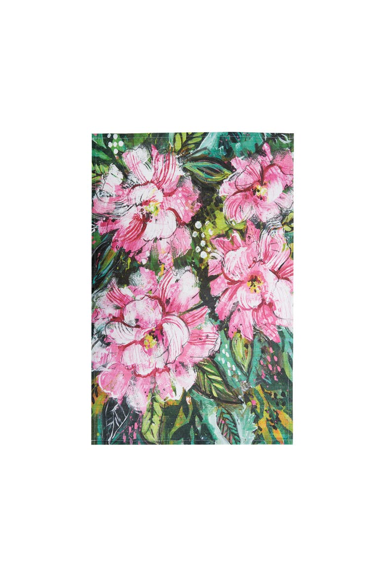 Peony Printed Kitchen Towel, Main, color, Pink