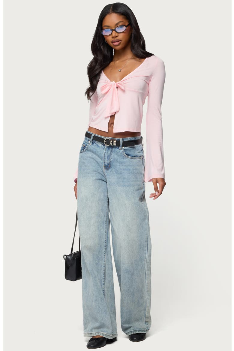 Scarlette Tie Front Top, Alternate, color, LIGHT-PINK