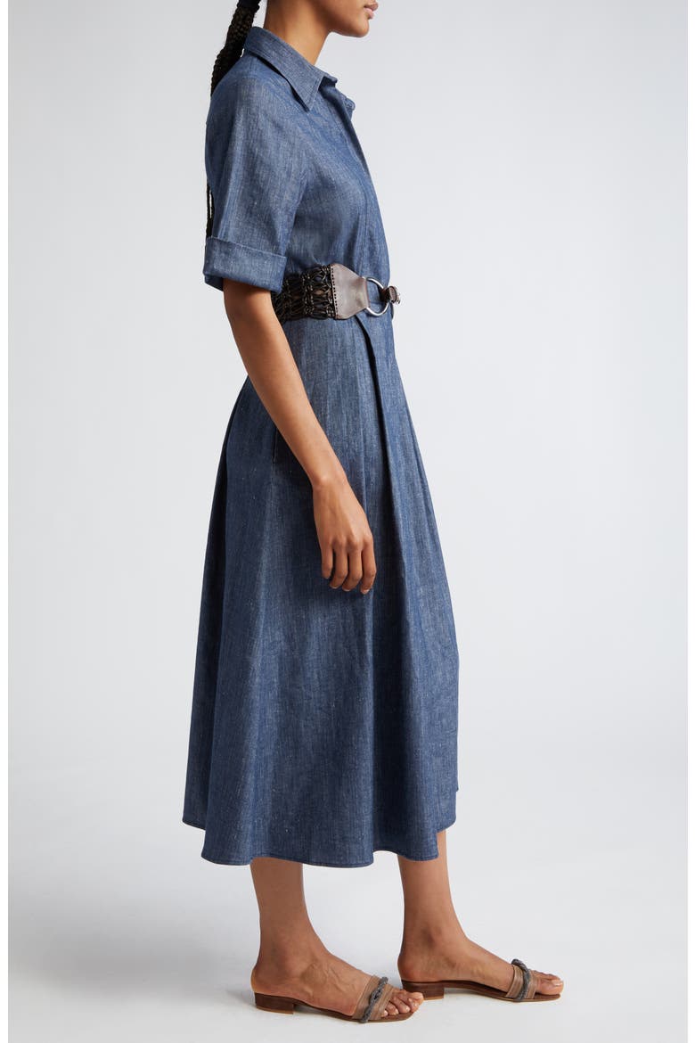 Linen Blend Shirtdress, Alternate, color, BLUE