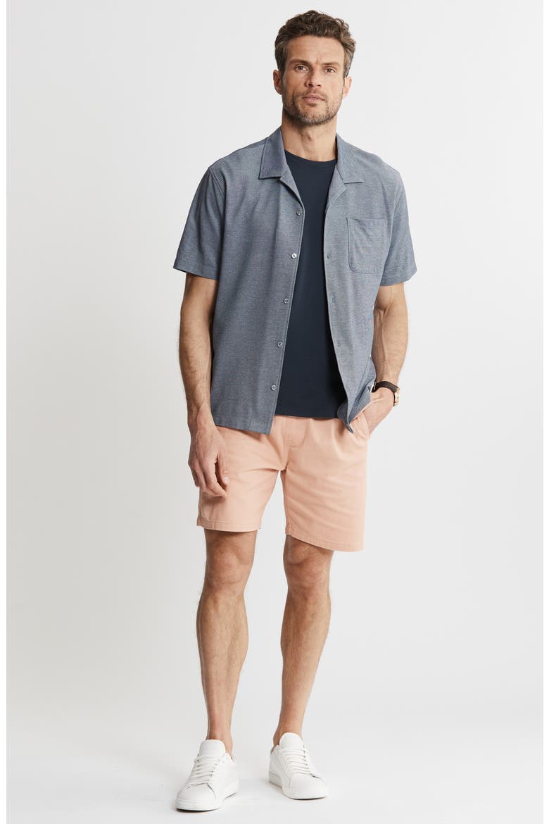 Short Sleeve Knit Oxford Button-Up Shirt, Alternate, color, NAVY