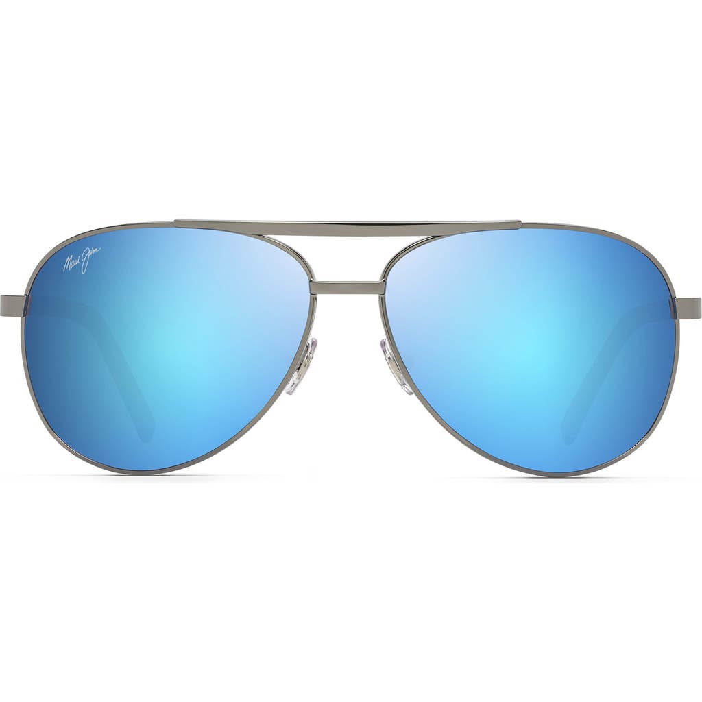 Maui Jim Hauoli 59mm Polarized Aviator Sunglasses In Blue