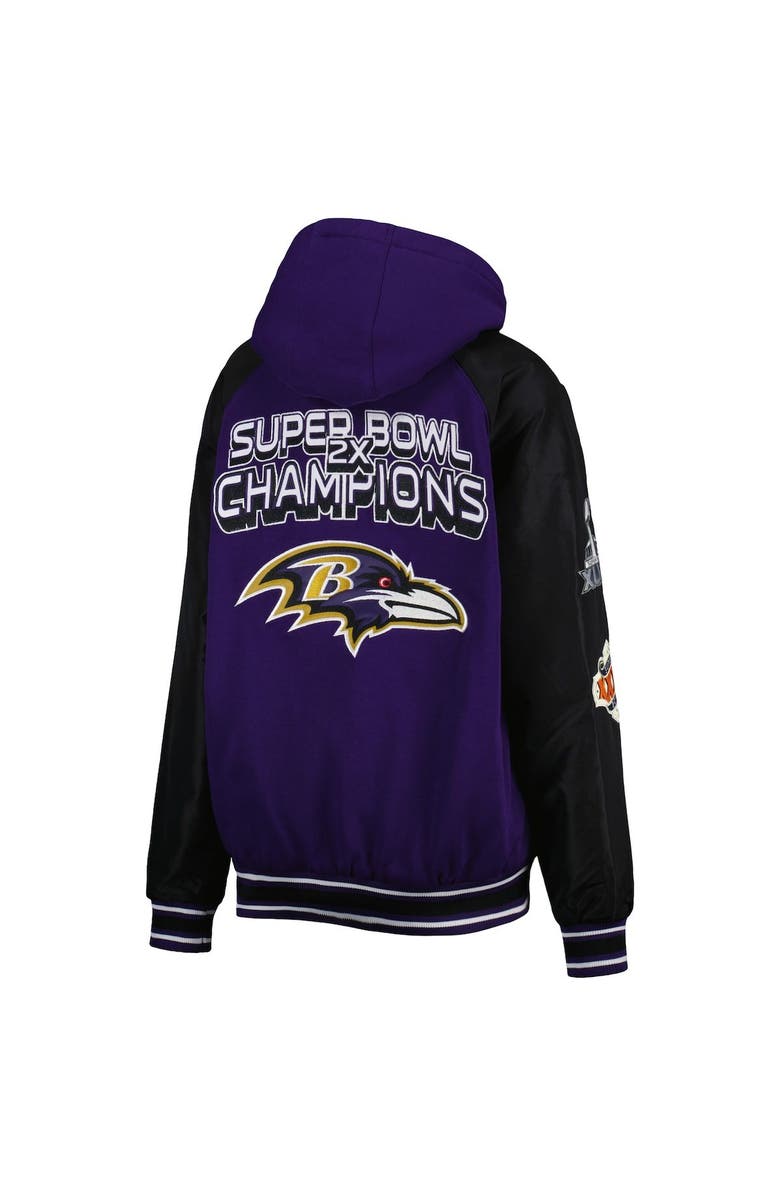 G-III SPORTS BY CARL BANKS Men's G-III Sports by Carl Banks Purple Baltimore Ravens Defender Raglan Full-Zip Hoodie Varsity Jacket, Alternate, color, 