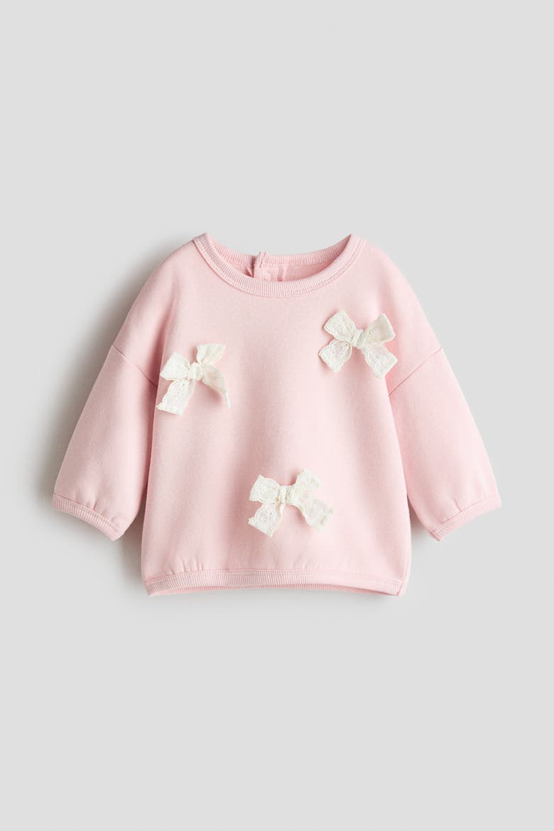Motif-detail Sweatshirt, Main, color, Light pink/bows