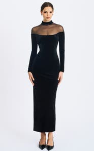 Miss Circle Blair Sheer Mock Neck Maxi Dress