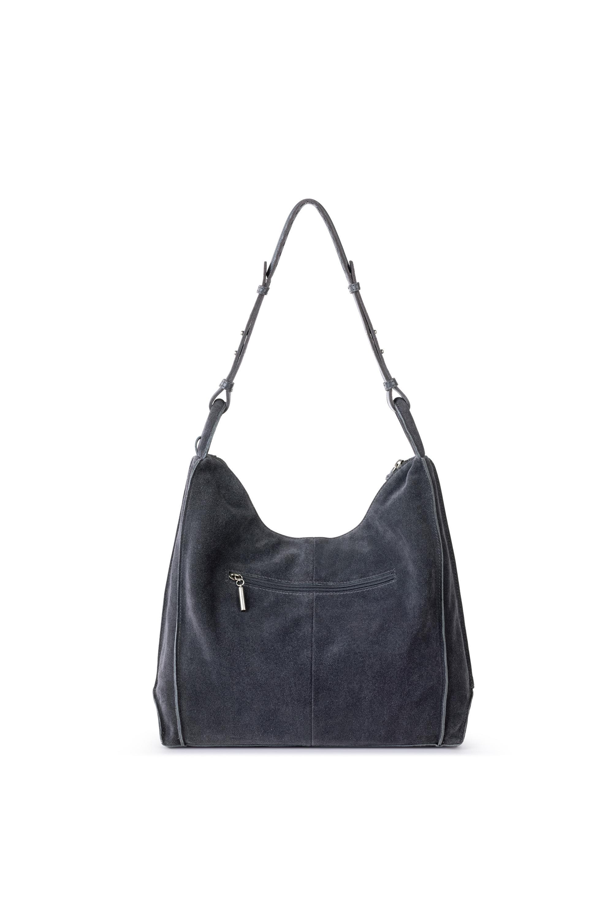 Los Feliz Bucket Hobo Leather Bag, Alternate, color, Storm Grey Suede