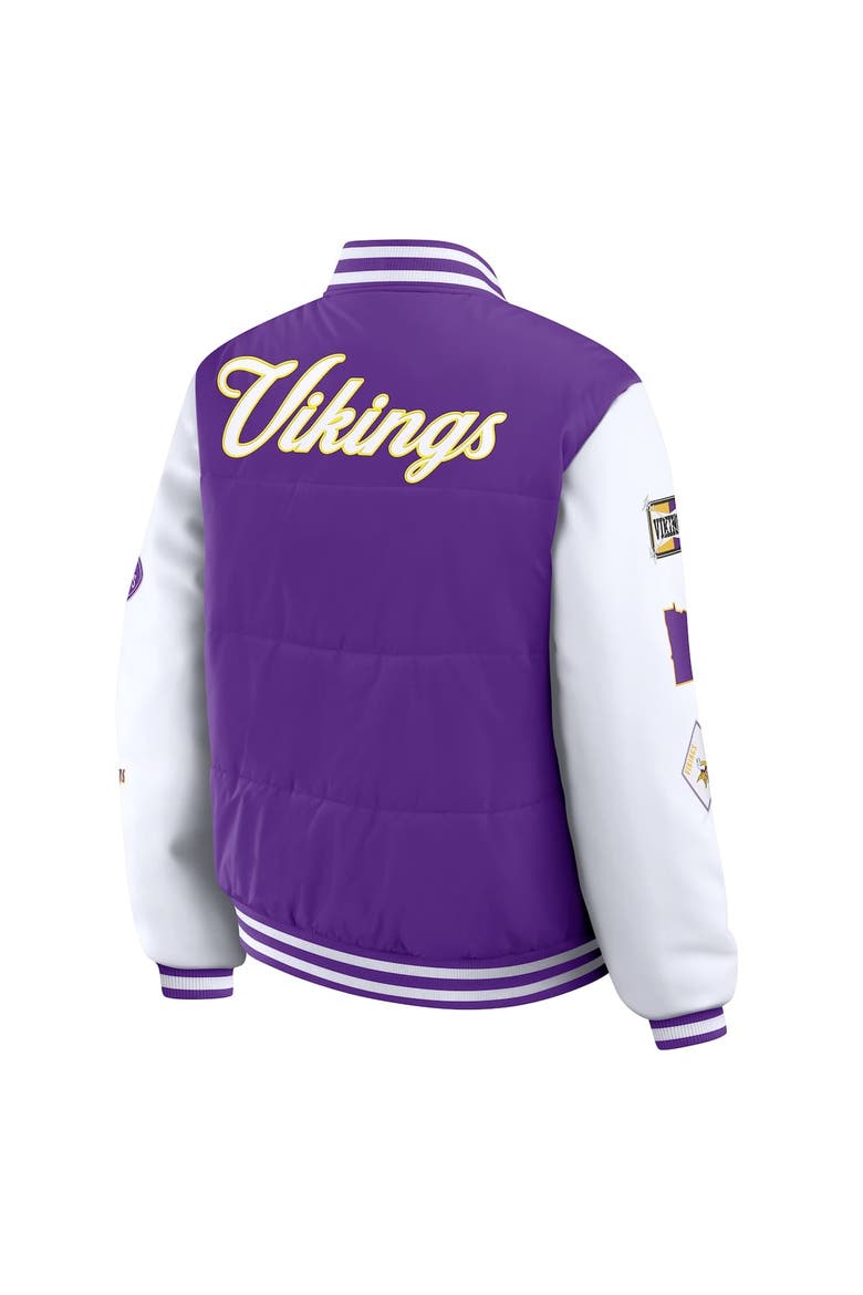 Women's WEAR by Erin Andrews Purple Minnesota Vikings Varsity Full-Snap Puffer Jacket, Alternate, color, Purple
