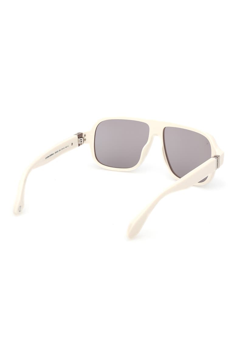 57mm Mirrored Navigator Sunglasses, Alternate, color, WHITE / SMOKE MIRROR