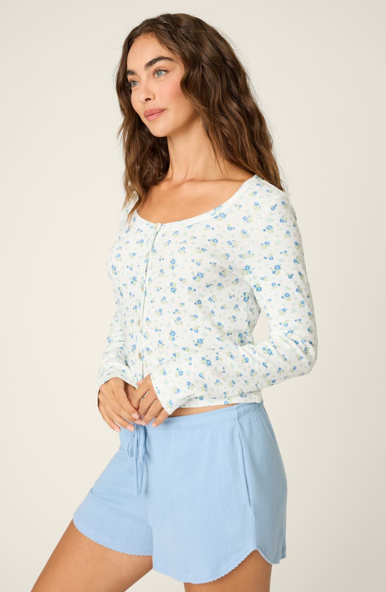 PJ Salvage More Amour Floral Ditsy Pointelle Top, Alternate, color, Ivory