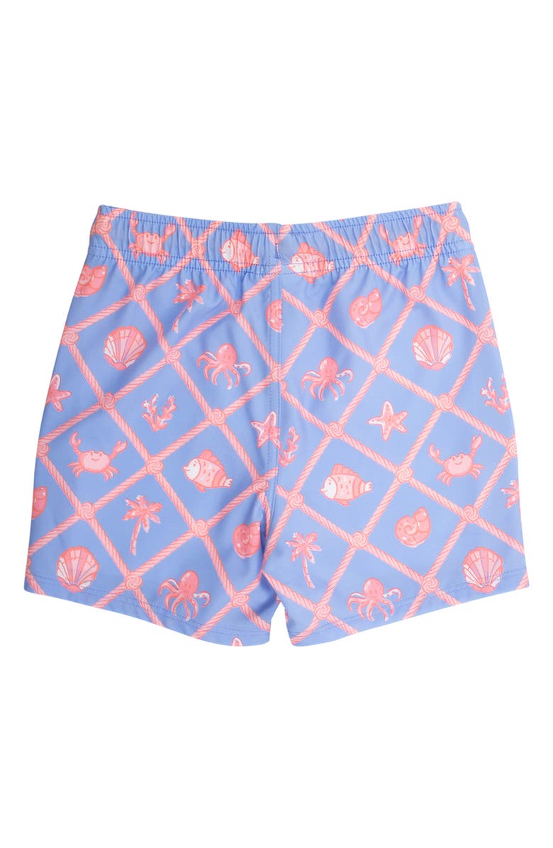 RuggedButts Kids' Tropical Trellis UPF 50+ Swim Trunks, Alternate, color, Blue