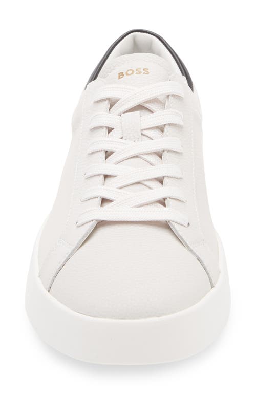 Hugo Boss Boss Belwar Low Top Pebbled Leather Sneaker In White