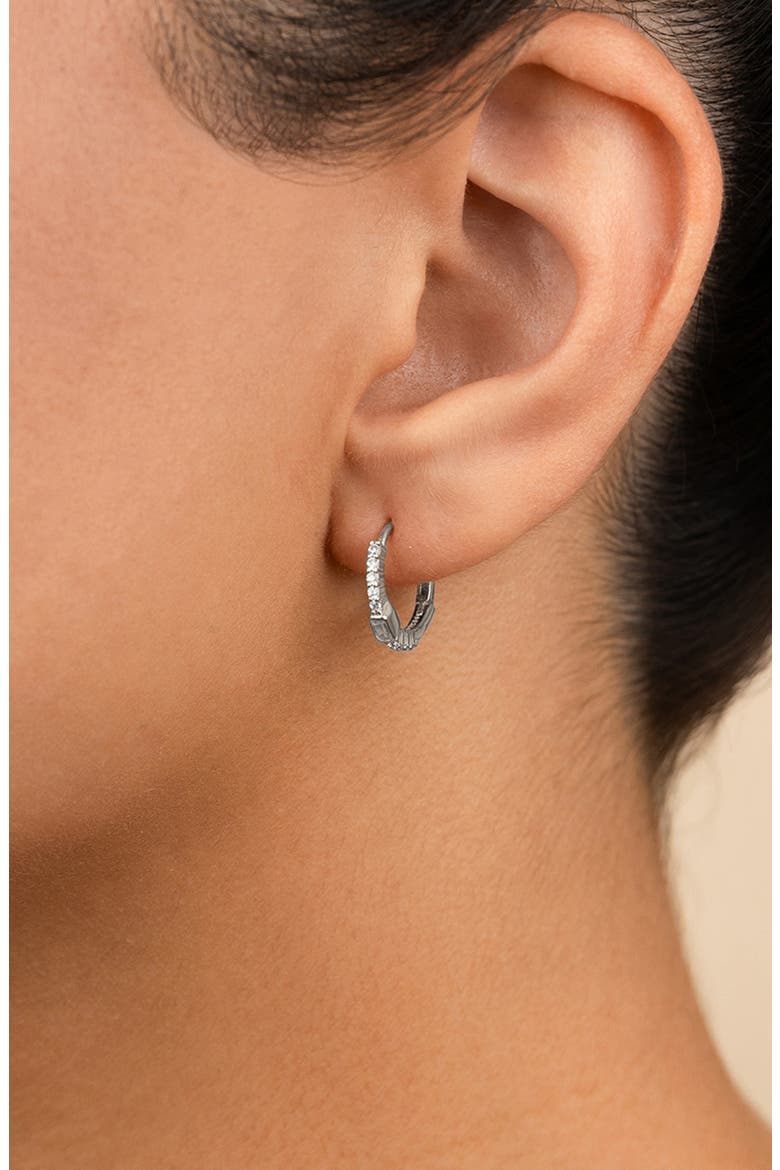Cubic Zirconia Hoop Earrings, Alternate, color, SILVER