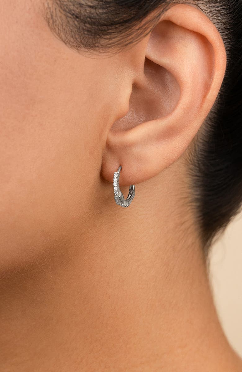 Sterling Forever Cubic Zirconia Hoop Earrings, Alternate, color, Silver