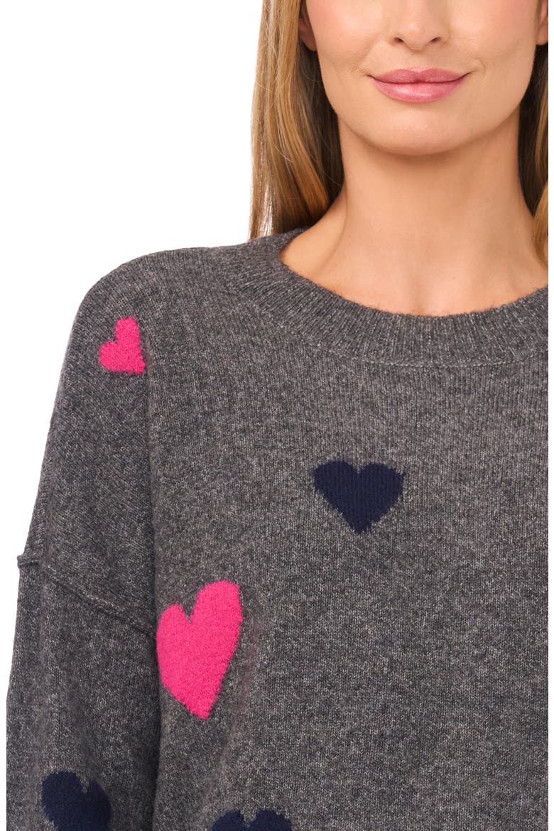 Heart Pattern Intarsia Sweater, Alternate, color, MEDIUM HEATHER GREY