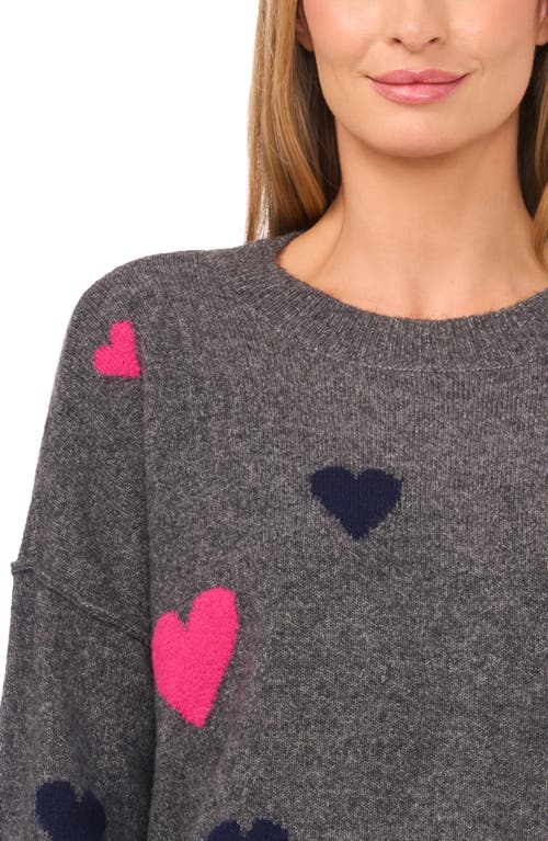 Cece Heart Pattern Intarsia Sweater In Gray