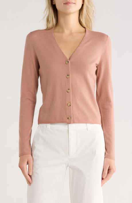 Vince Slim Button Front Wool Bend Cardigan