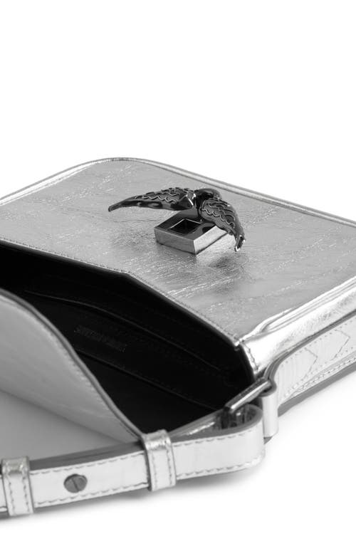 Zadig & Voltaire Le Zazi Metallic Leather Crossbody Bag In Silver