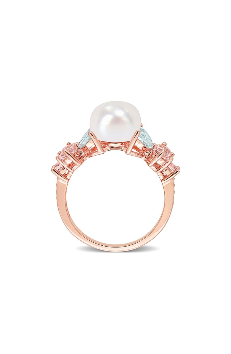 DELMAR Morganite, White Topaz & 8.5-9mm Freshwater Pearl Ring, Alternate, color, 