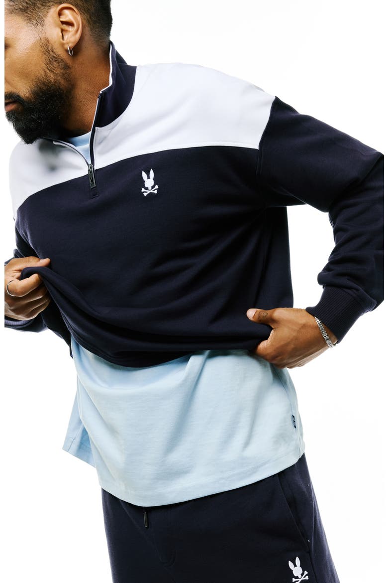 Gabe French Terry Quarter-Zip Pullover, Alternate, color, BARITONE B