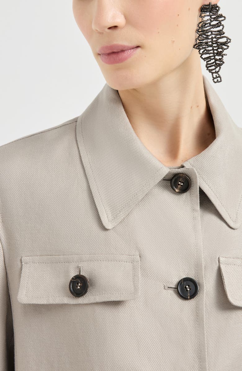 Brunello Cucinelli Linen diagonal jacket, Alternate, color, Beige