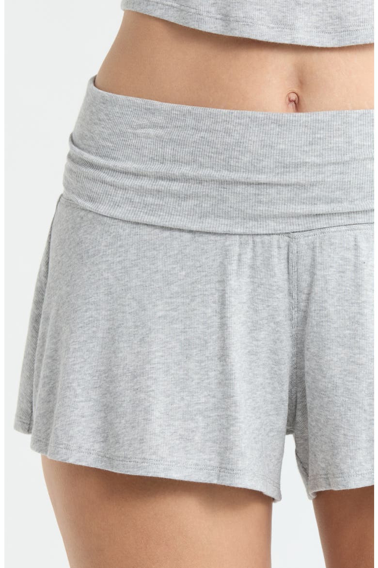 Rib Foldover Waist Pajama Shorts, Alternate, color, NAPPING DOVE HEATHER