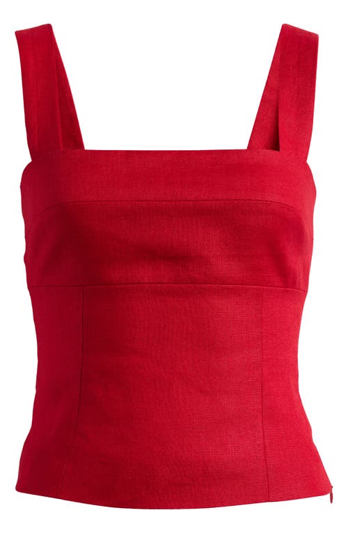 Reformation Darci Linen Tank In Lipstick