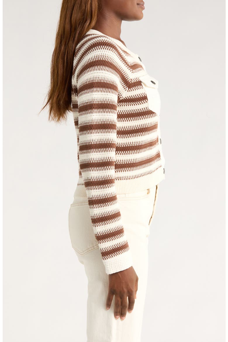 Suki Cardigan, Alternate, color, GARDENIA/ DARK SEPIA