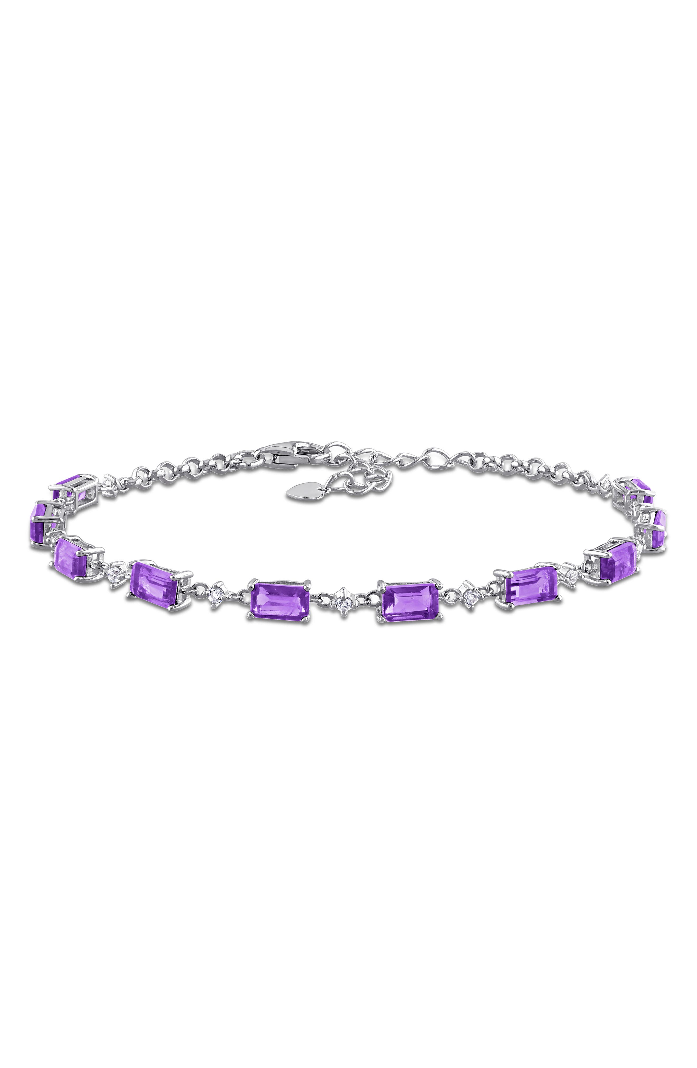 DELMAR African Amethyst & White Topaz Bracelet