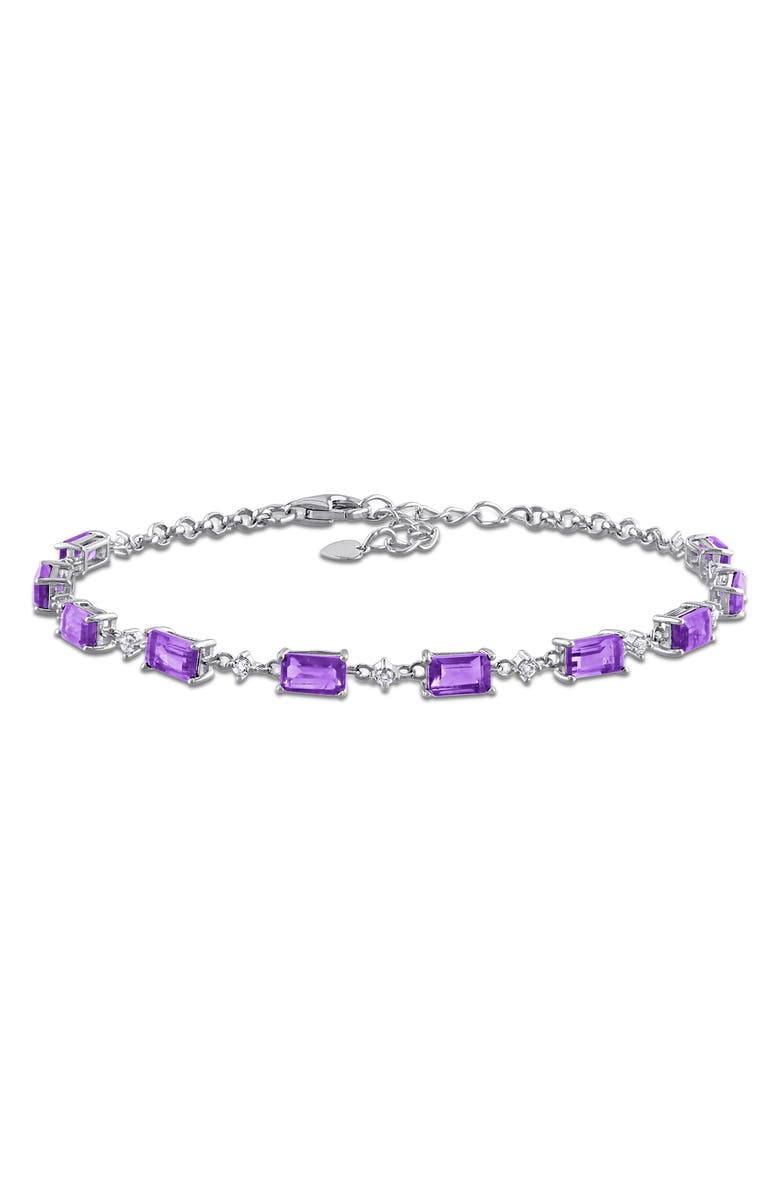 DELMAR African Amethyst & White Topaz Bracelet, Main, color, Purple