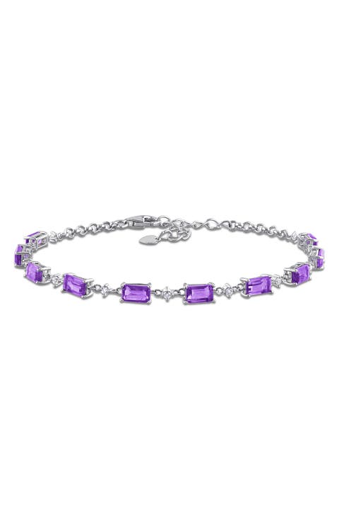 African Amethyst & White Topaz Bracelet