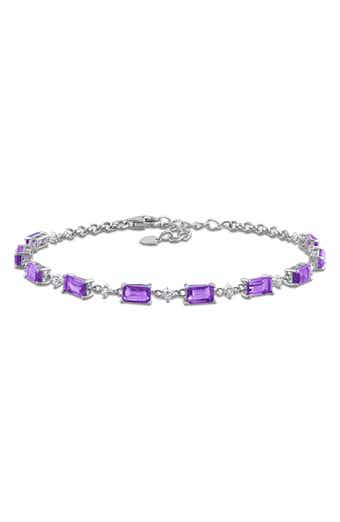 African Amethyst & White Topaz Bracelet