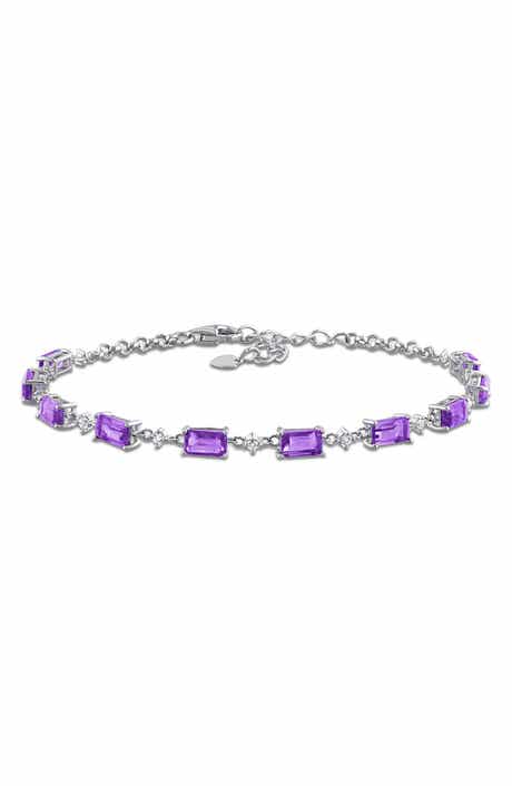DELMAR African Amethyst & White Topaz Bracelet