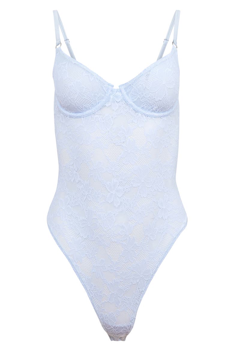 Le Stretch Lace Bodysuit, Main, color, FORGET ME NOT