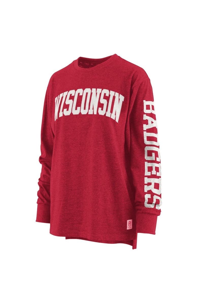 PRESSBOX Women's Pressbox Heathered Red Wisconsin Badgers Two-Hit Canyon Long Sleeve T-Shirt, Alternate, color, Red