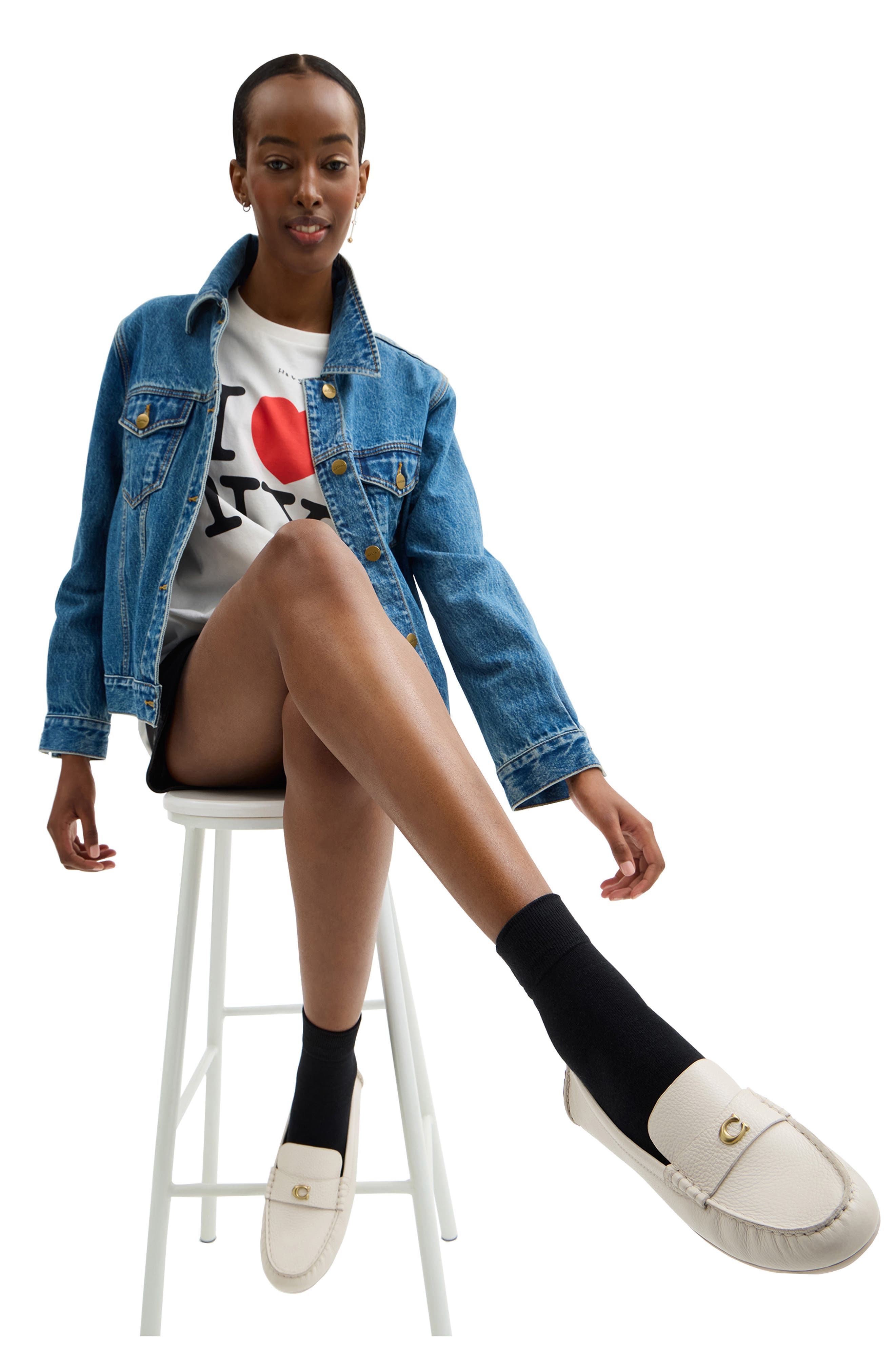 COACH Sculpted C Driving Loafer, Alternate, color, Chalk