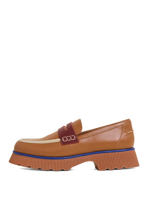 Charlotte Stone Adam Mismatched Lug Sole Penny Loafer In Brown