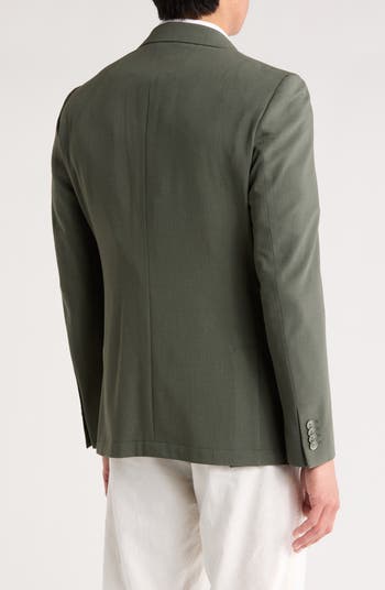 Slim Fit Solid Cotton Blend Textured Blazer