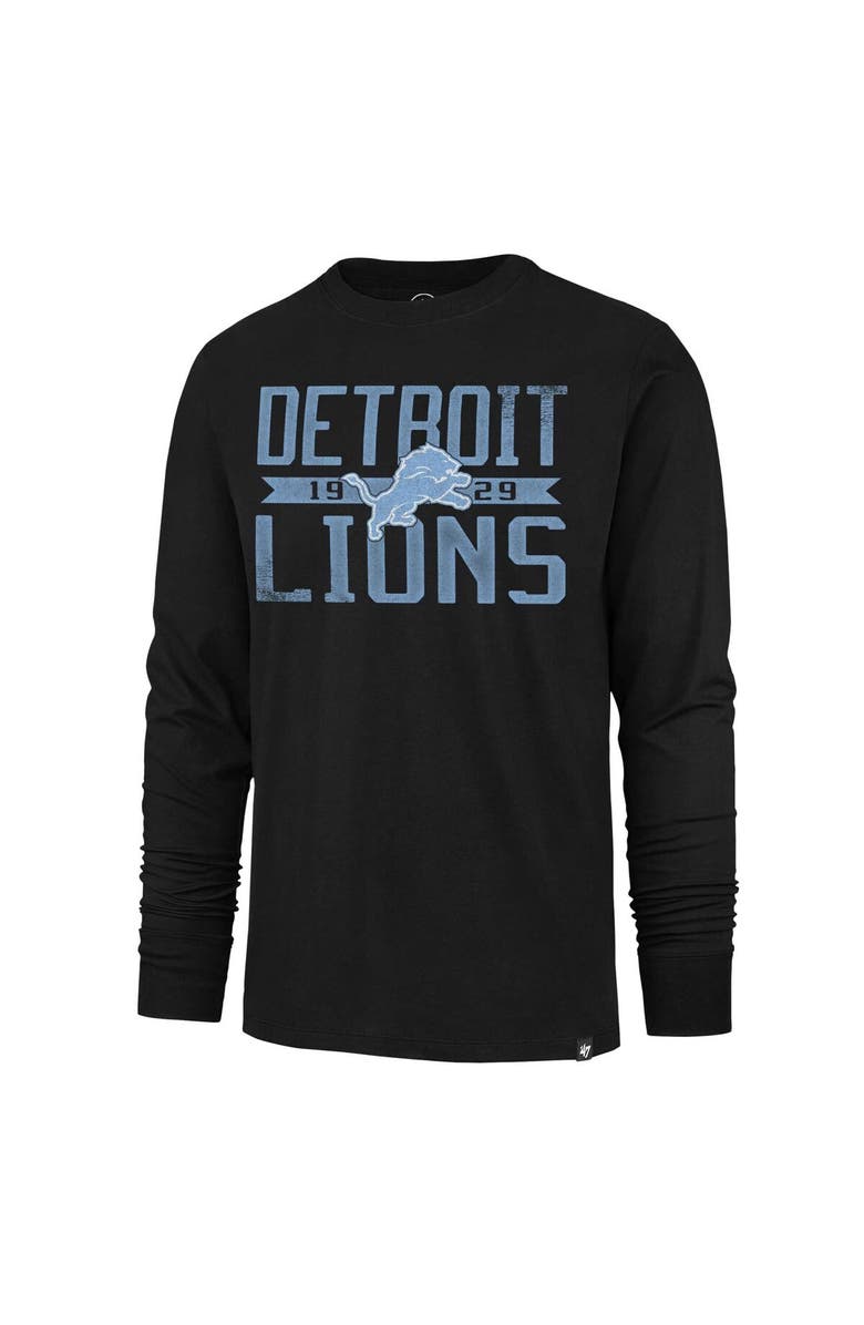 '47 Men's '47 Black Detroit Lions Wide Out Franklin Long Sleeve T-Shirt, Alternate, color, 
