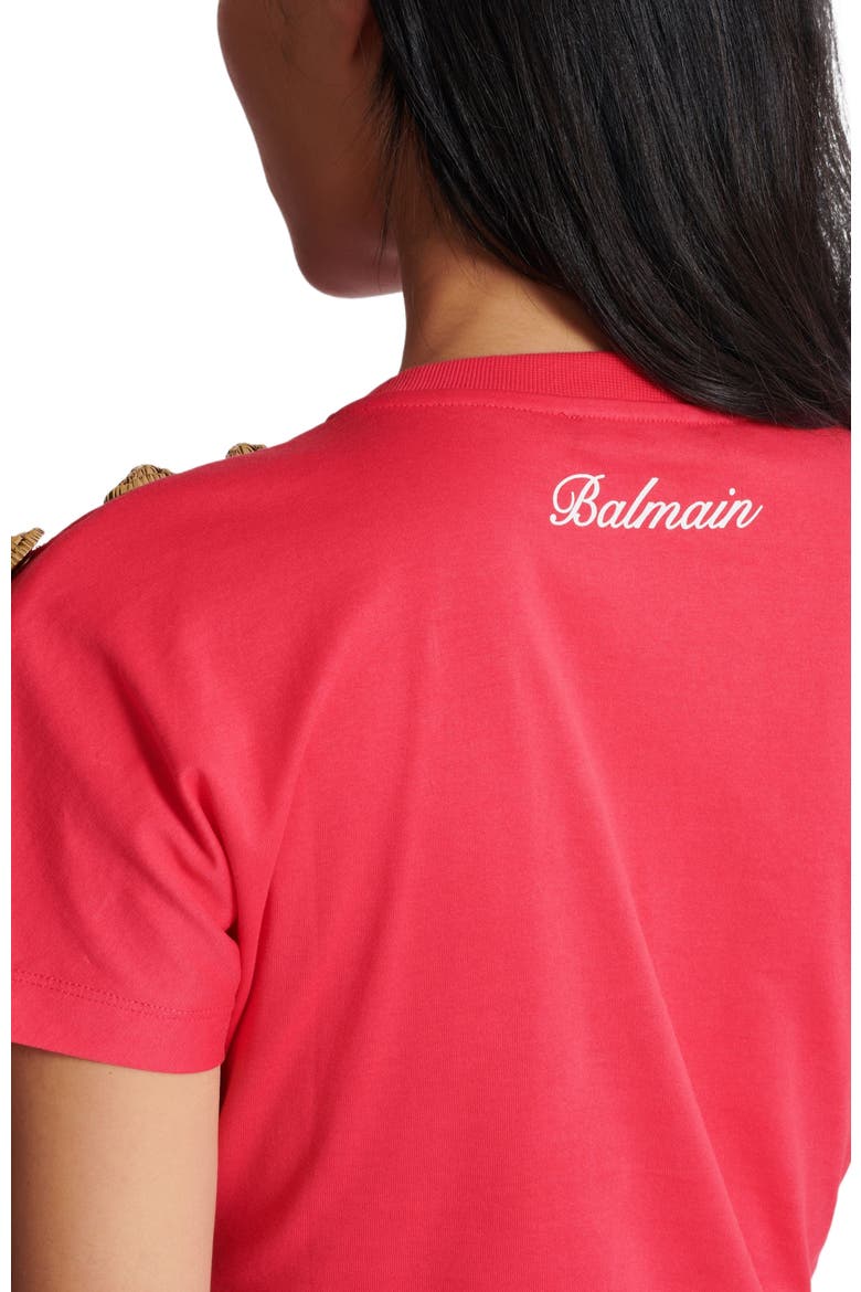 Draped T-shirt with buttons, Alternate, color, pink