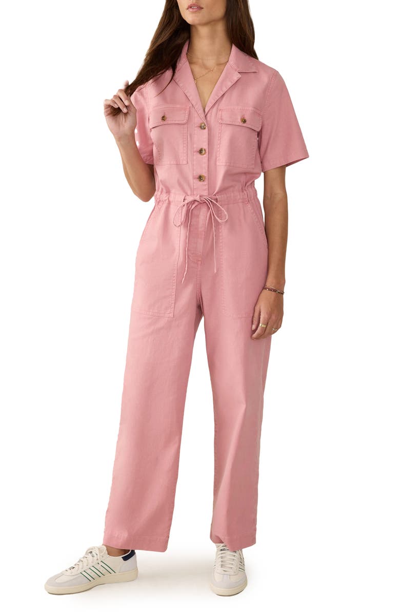Faherty Raven Utility Twill Jumpsuit, Main, color, Baroque Rose