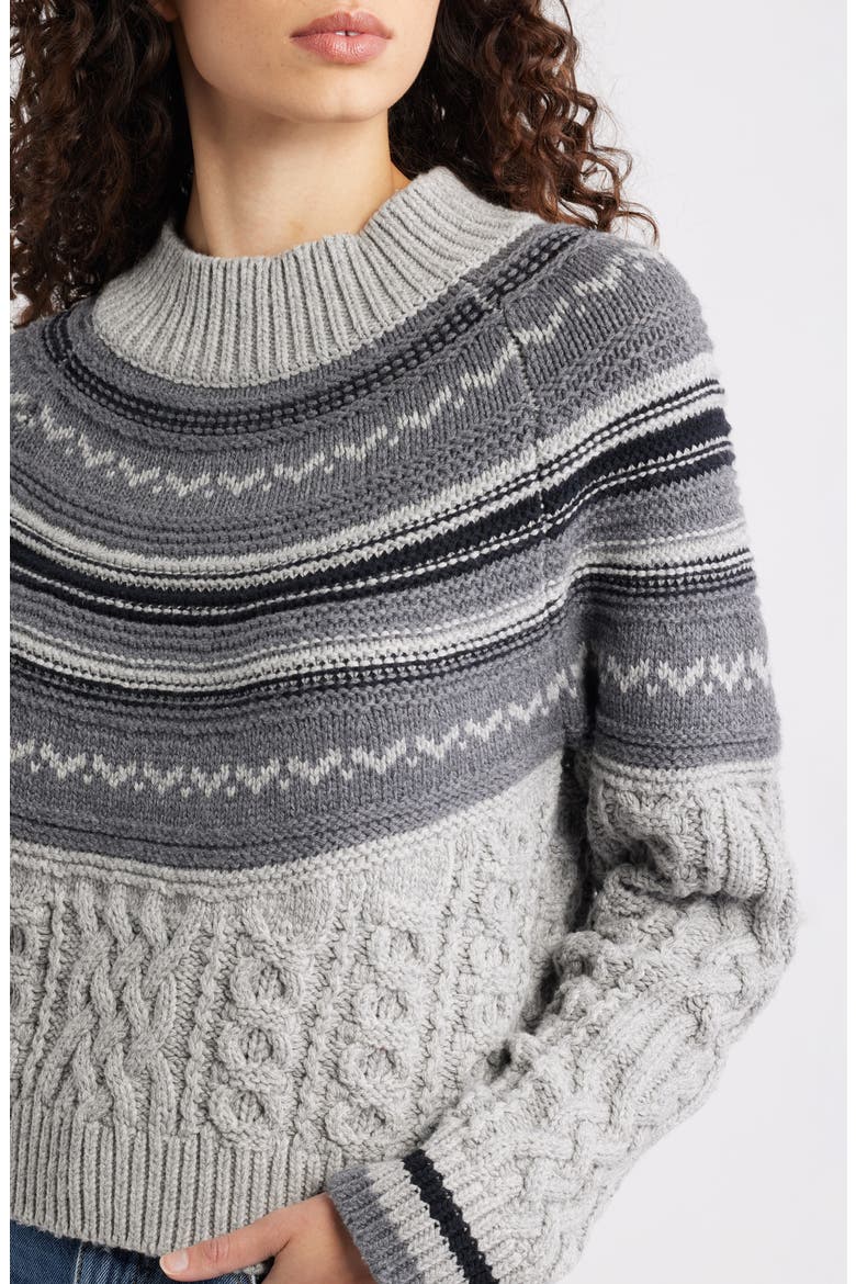 Ayana Fair Isle Mixed Stitch Sweater, Alternate, color, GREY MIST COMBO