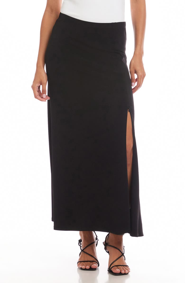 Karen Kane Travel Jersey Adjustable Zip Maxi Skirt, Main, color, Black