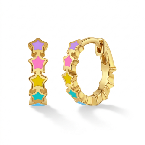 Star Cascade Gold Plated Huggie Hoops