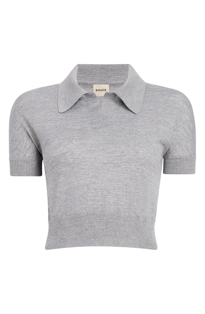 Khaite Morgane Crop Wool Blend Polo Sweater, Alternate, color, 