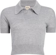 Khaite Morgane Crop Wool Blend Polo Sweater