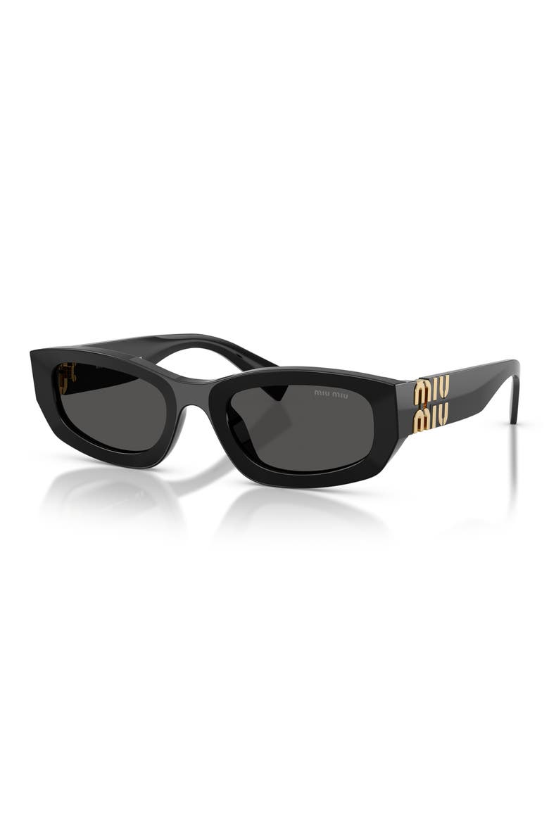 53mm Irregular Sunglasses, Alternate, color, BLACK / DARK GREY
